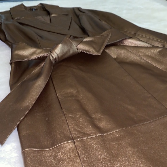 EUC Vintage Stunning Bronze Leather Trench Coat Blazer🌸Pristine Condition Sz 10 - Picture 4 of 15